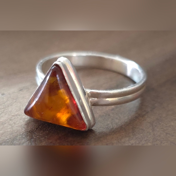 Amber ring Jewelry - VINTAGE AMBER STERLING SILVER 925 LADIES RING SIZE 8
